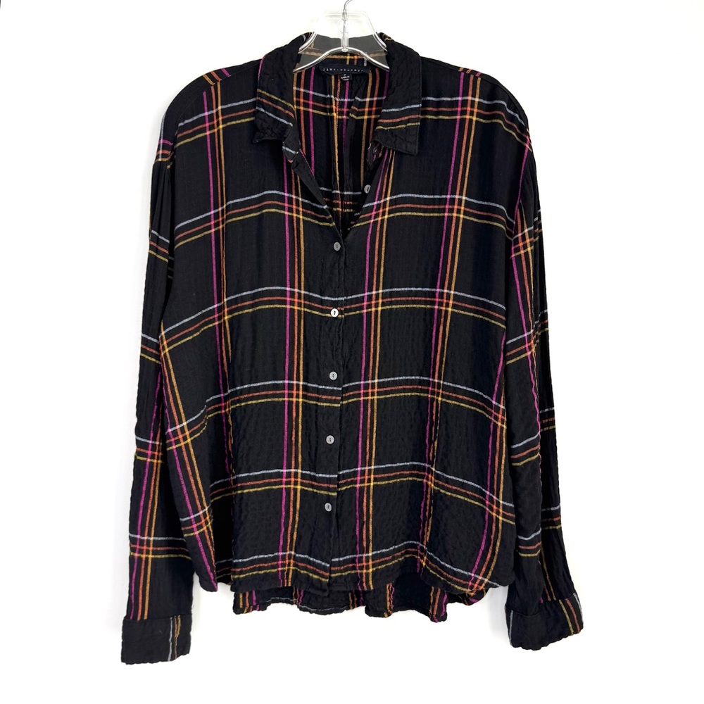 Jane + Delancey Black Plaid Button-Up Top Women’s Size Medium Grungecore
